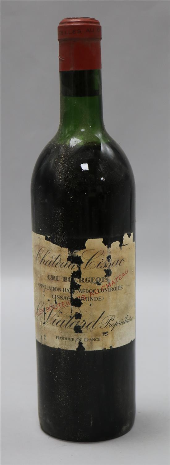 Six bottles of Chateau Cissac, Haut Medoc, 1966.